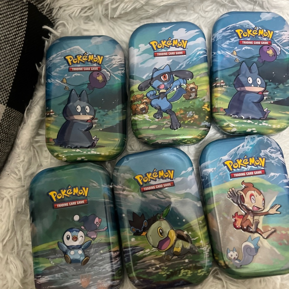 Pokemon Collectible Tins with Blue and Green Designs 6